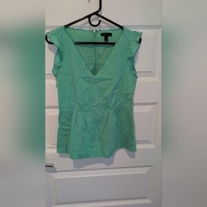 J. Crew Light Green Ruffle Sleeve Blouse